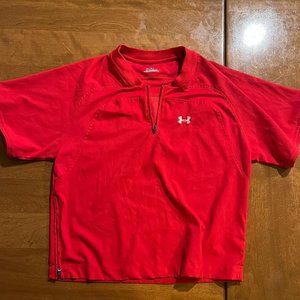Under Armor Juniors Red Quarter Zip Short Sleeve T-shirt Size Youth Large